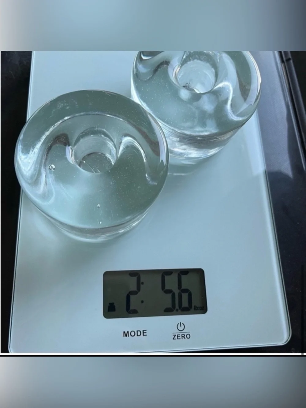 Glass Heavy Taper Candle Holders Puck Style